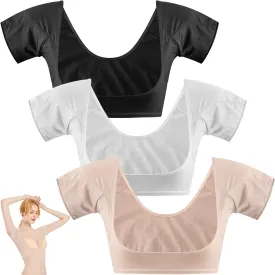 3 Pcs Underarm Sweat Vest Underarm Sweat Pads Breathable Sweat Guards for Under Armpits Sweat Proof Washable Sweat Protector for Women Girls Ladies (White, Black, Beige, Small) White, Black, Beige