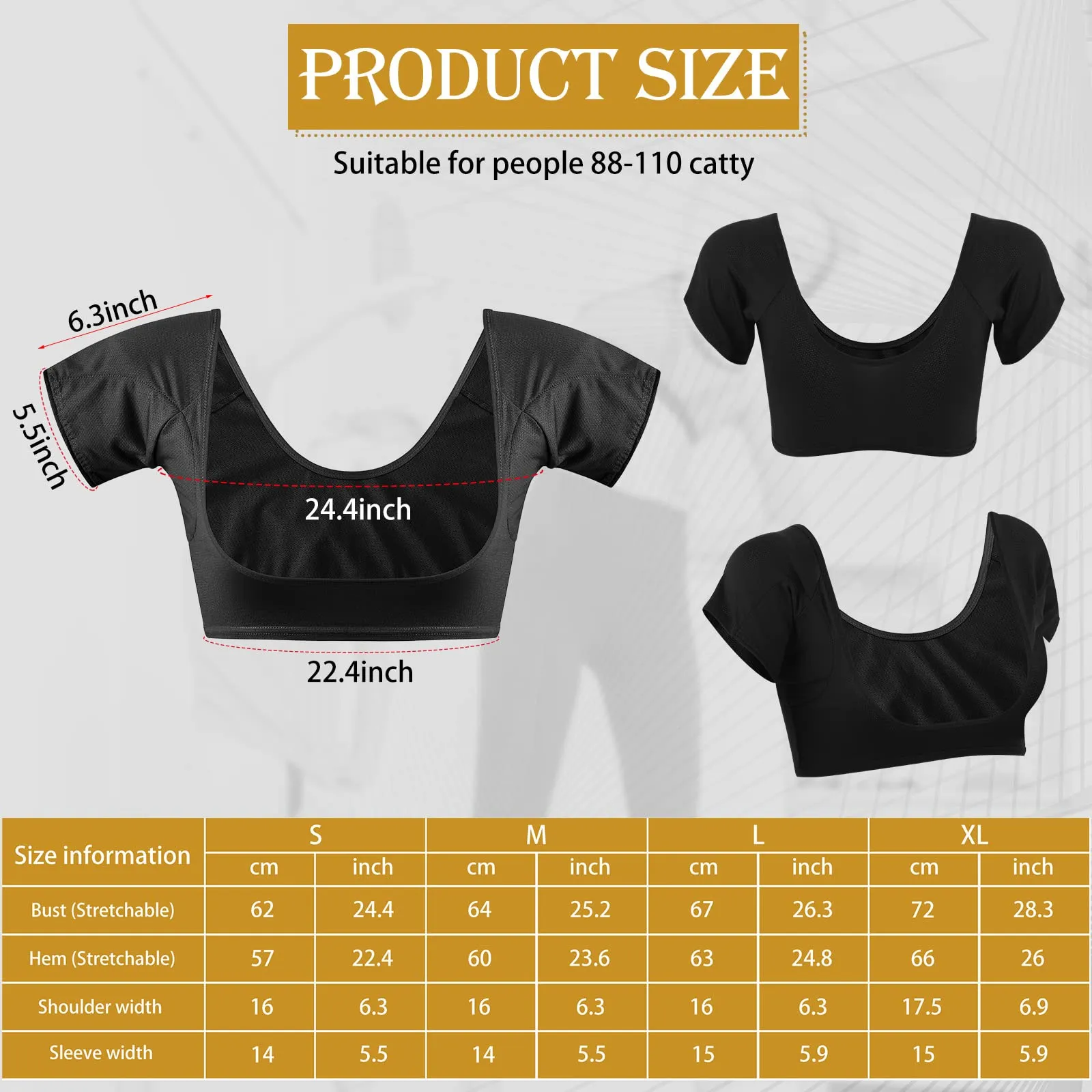 3 Pcs Underarm Sweat Vest Underarm Sweat Pads Breathable Sweat Guards for Under Armpits Sweat Proof Washable Sweat Protector for Women Girls Ladies (White, Black, Beige, Small) White, Black, Beige