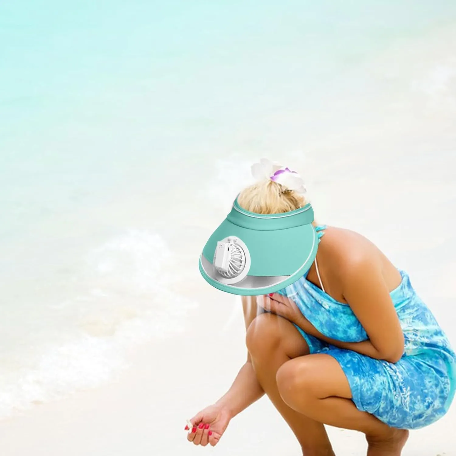 3 Speed Sun Visors Hat with Fan for Women, USB Charging Fan Visor Hat, Large Area Sun Protection Summer Hat with Fan