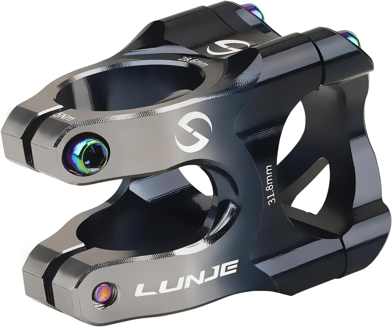 31.8mm Bike Stem, 35mm Short MTB Stem, CNC Machined 6061-T6 Aluminum Alloy with Vibrant Dual-Tone Anodized Finish, Anti-Corrosion, Fits Mountain/Road/BMX Bikes (Black Titanium)