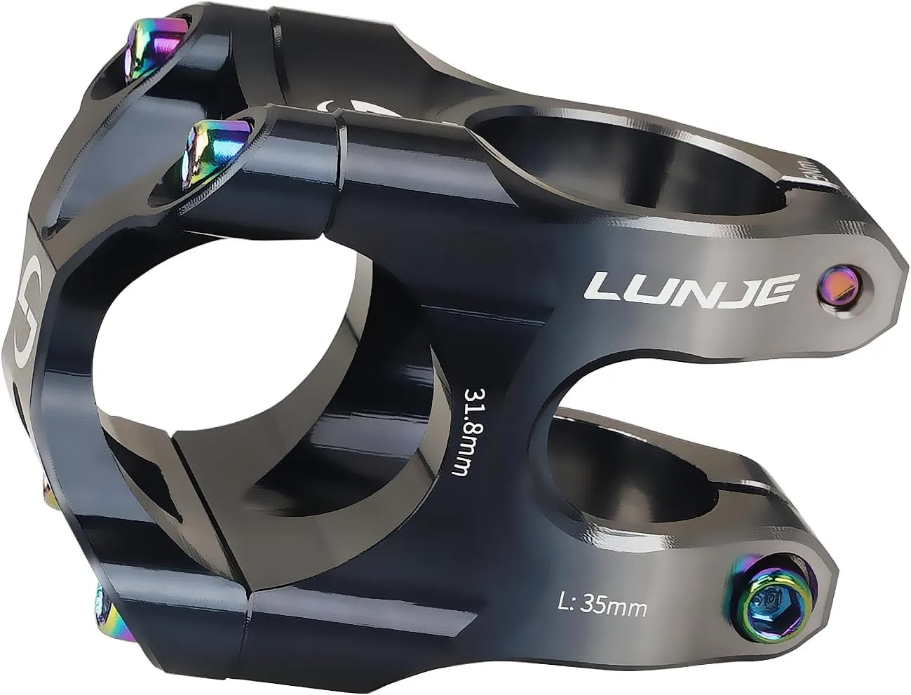 31.8mm Bike Stem, 35mm Short MTB Stem, CNC Machined 6061-T6 Aluminum Alloy with Vibrant Dual-Tone Anodized Finish, Anti-Corrosion, Fits Mountain/Road/BMX Bikes (Black Titanium)