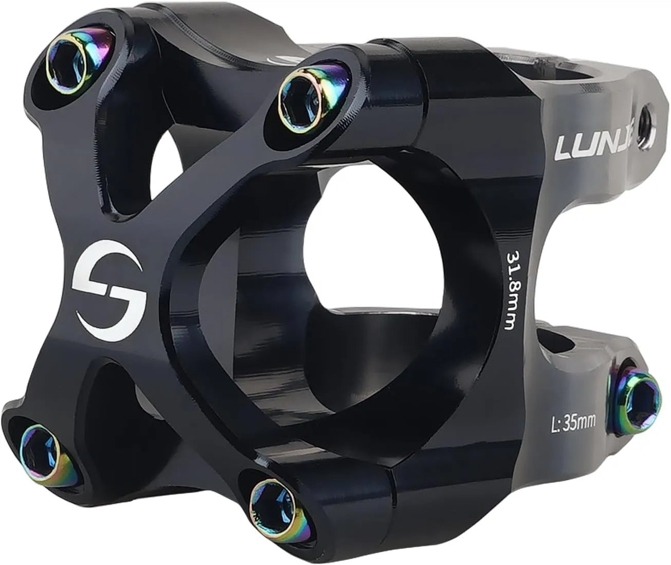 31.8mm Bike Stem, 35mm Short MTB Stem, CNC Machined 6061-T6 Aluminum Alloy with Vibrant Dual-Tone Anodized Finish, Anti-Corrosion, Fits Mountain/Road/BMX Bikes (Black Titanium)
