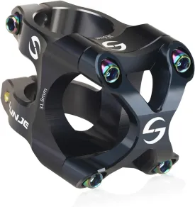 31.8mm Bike Stem, 35mm Short MTB Stem, CNC Machined 6061-T6 Aluminum Alloy with Vibrant Dual-Tone Anodized Finish, Anti-Corrosion, Fits Mountain/Road/BMX Bikes (Black Titanium)