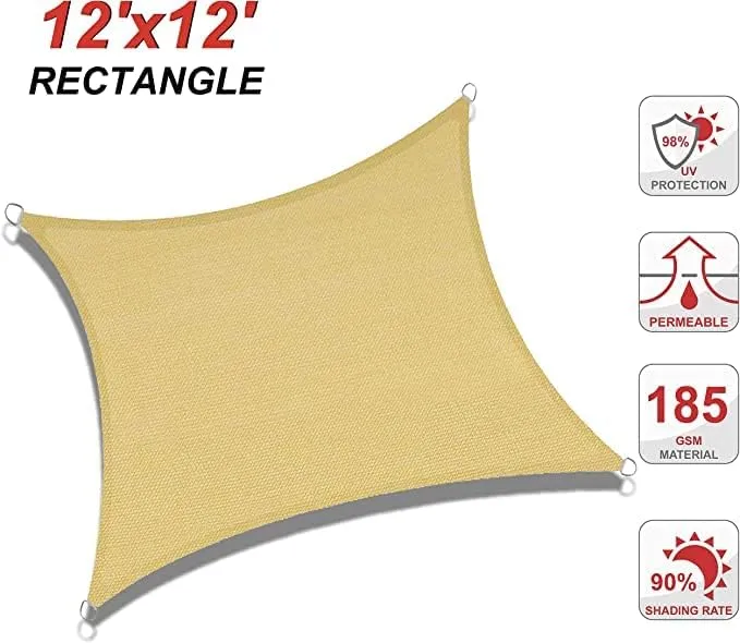 ABCCANOPY UV Block Sun Shade Sail for Patio, Deck, Backyard（Rectangle）