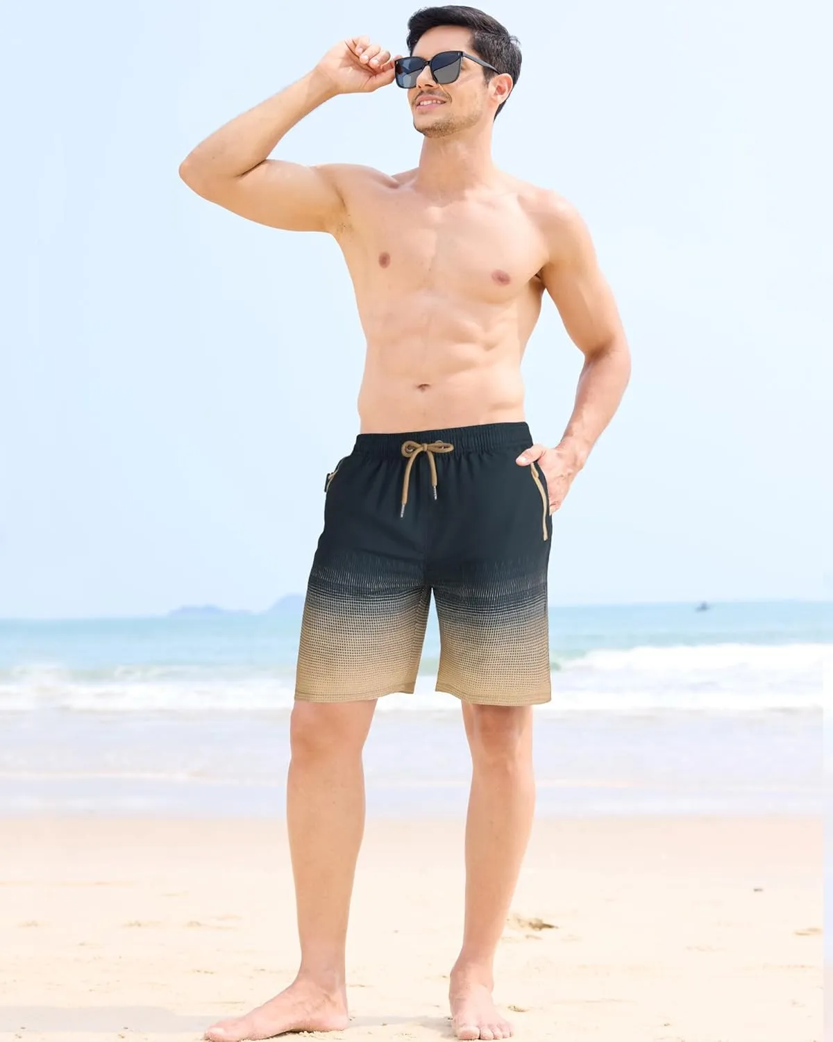 APTRO Men's Swim Trunks 9 inch Bathing Suit Swim Board Shorts Quick Drying Beach Shorts with Zipper Pockets