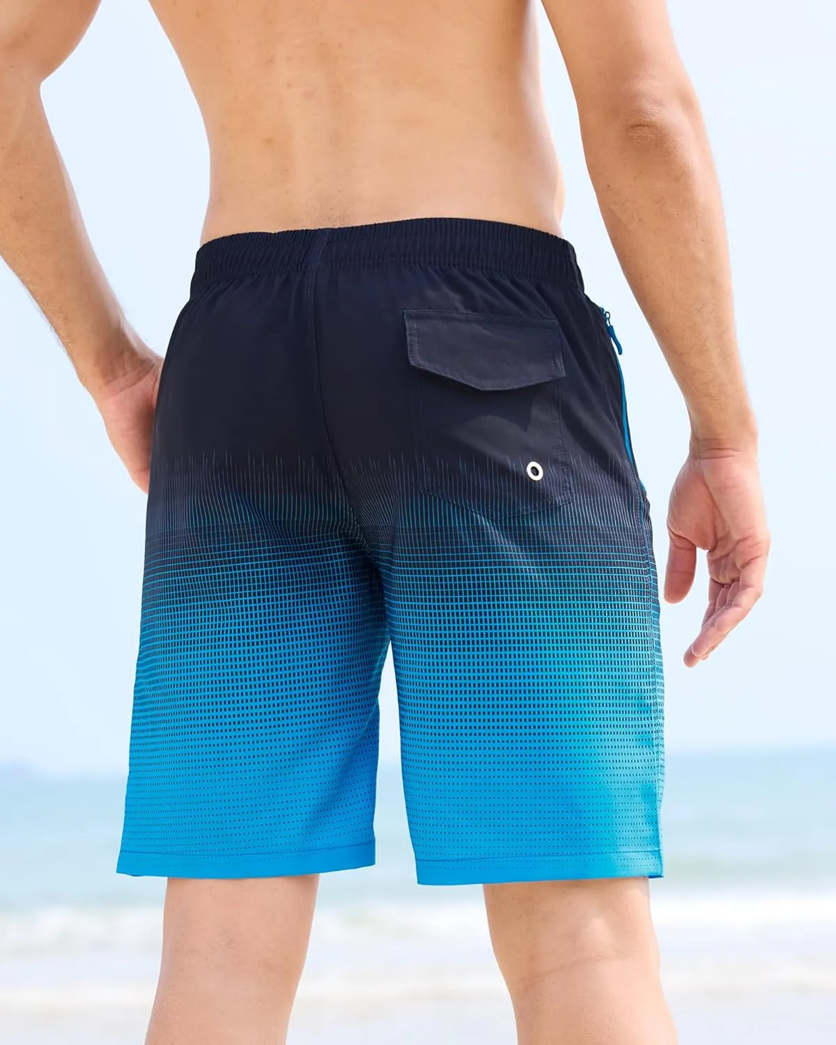 APTRO Men's Swim Trunks 9 inch Bathing Suit Swim Board Shorts Quick Drying Beach Shorts with Zipper Pockets