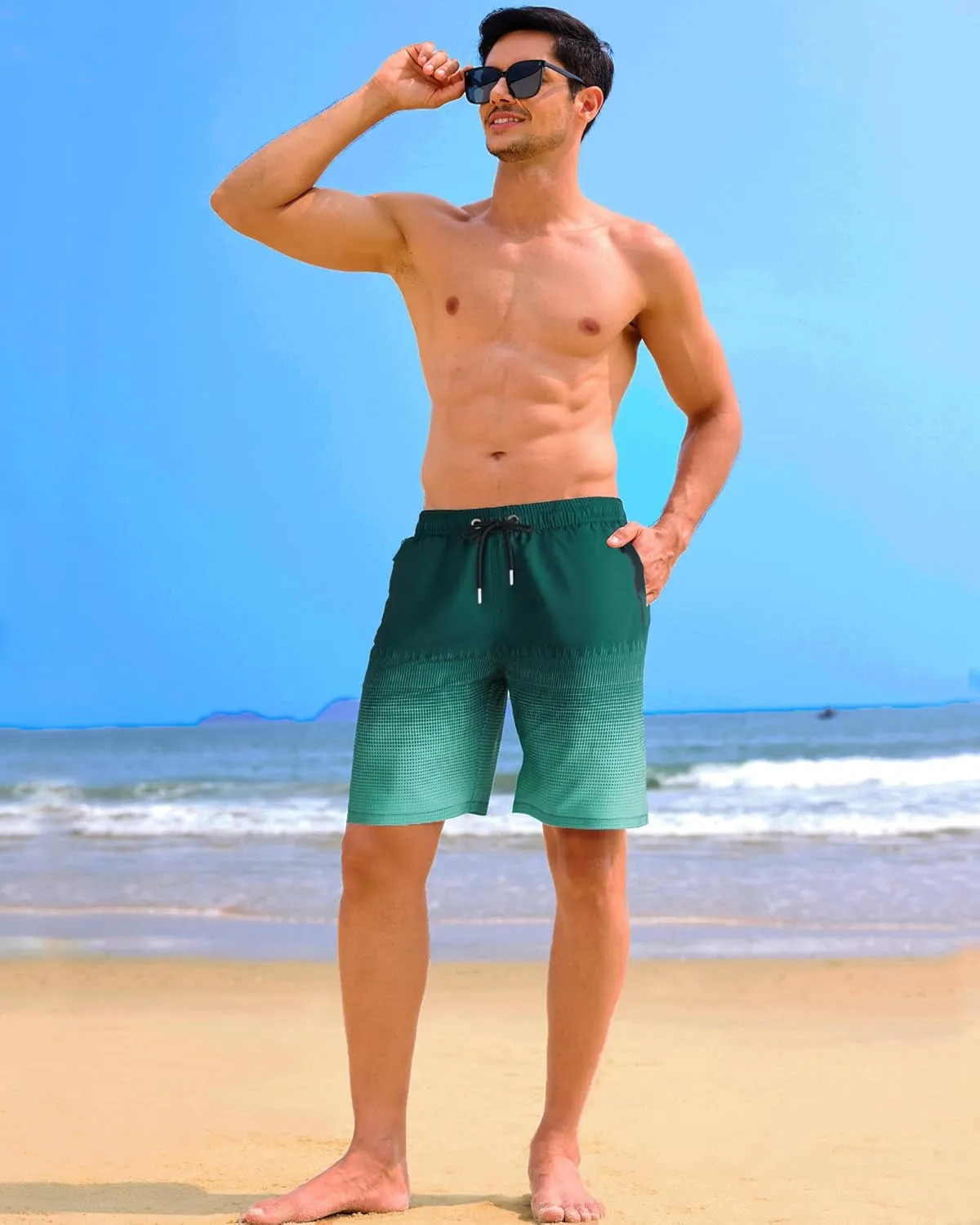 APTRO Men's Swim Trunks 9 inch Bathing Suit Swim Board Shorts Quick Drying Beach Shorts with Zipper Pockets
