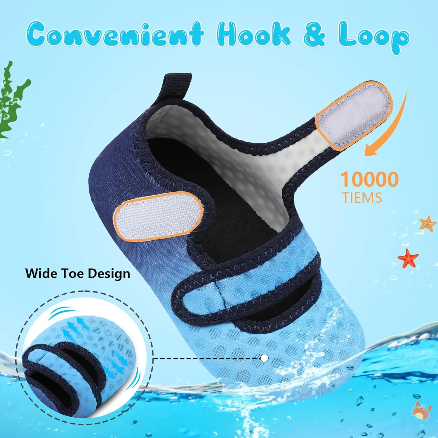 BARERUN Toddler Water Shoes Boys Girls Quick Dry Barefoot Aqua Shoes for Swim Pool Beach Non Slip Breathable Sandals Lightweight Summer House Slippers
