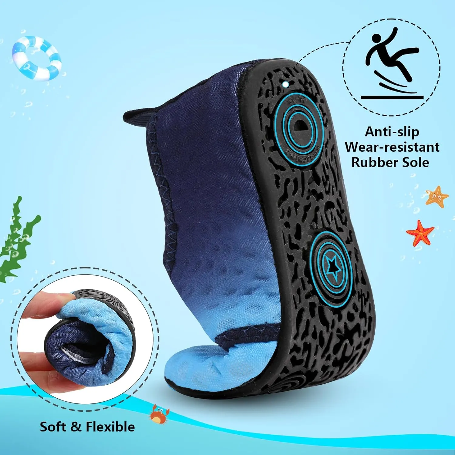 BARERUN Toddler Water Shoes Boys Girls Quick Dry Barefoot Aqua Shoes for Swim Pool Beach Non Slip Breathable Sandals Lightweight Summer House Slippers
