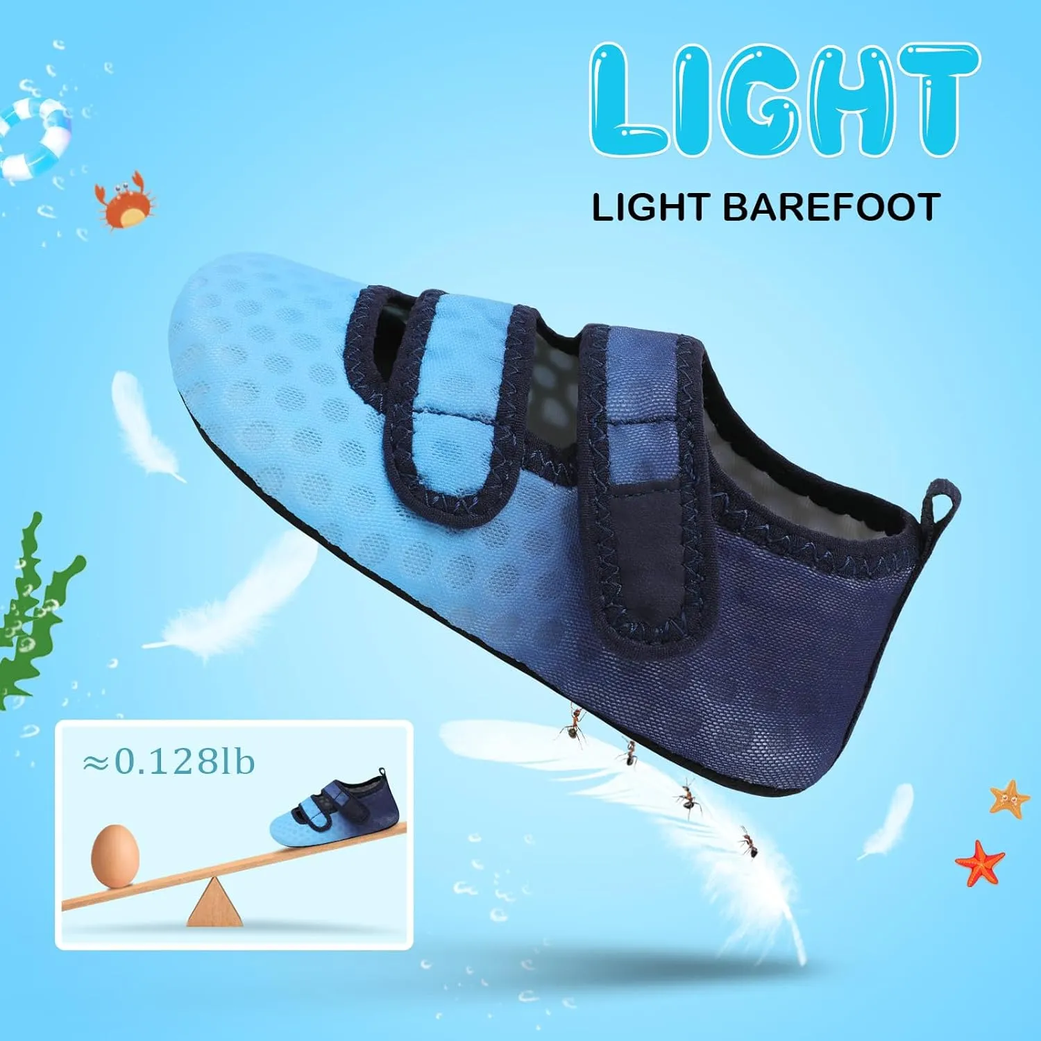 BARERUN Toddler Water Shoes Boys Girls Quick Dry Barefoot Aqua Shoes for Swim Pool Beach Non Slip Breathable Sandals Lightweight Summer House Slippers