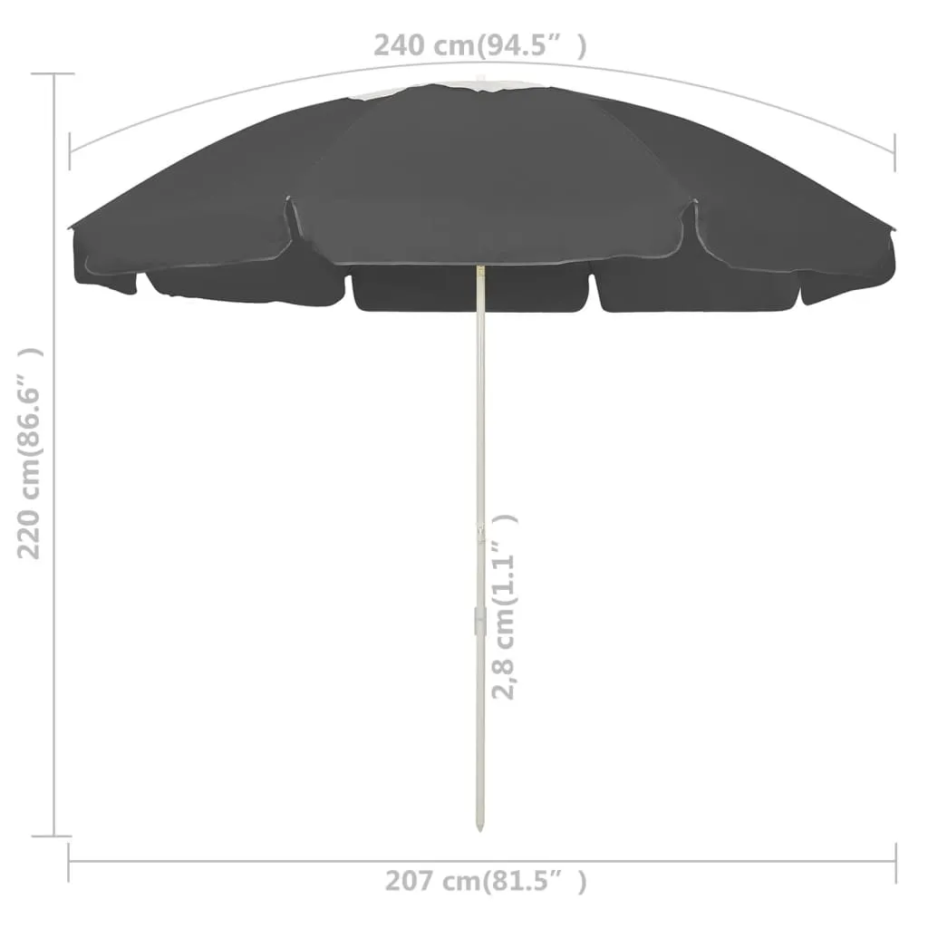 Beach Umbrella Anthracite 240 cm