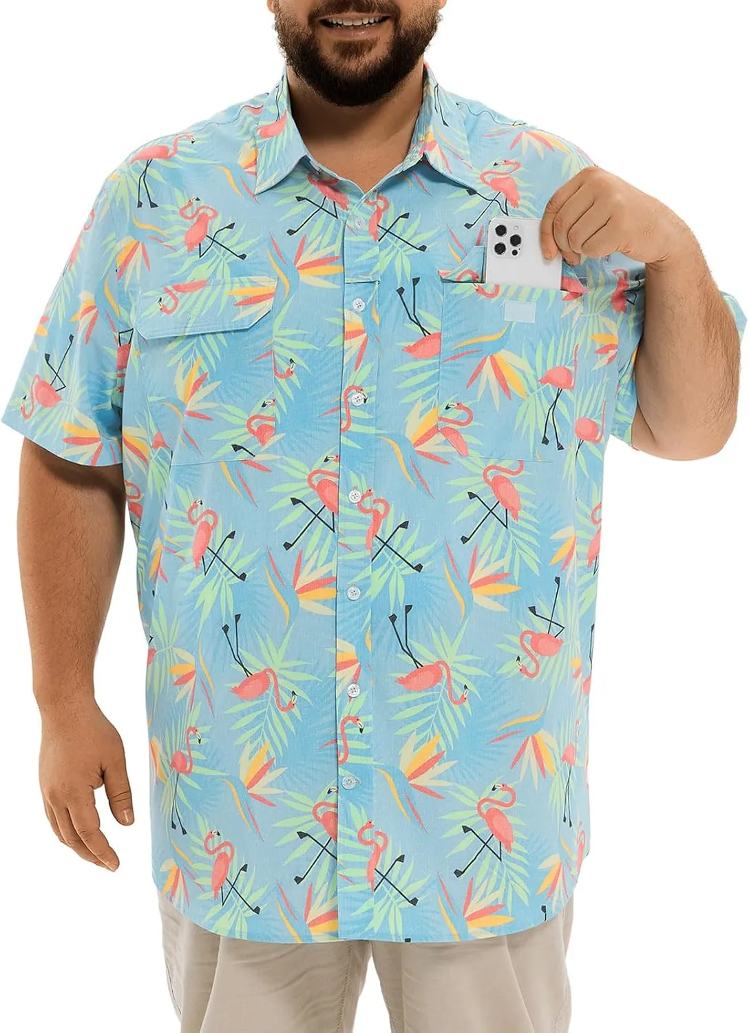 Big and Tall Mens Fishing Shirt UPF 50  Sun Protection Shirt SPF Quick Dry 2XL-6XL