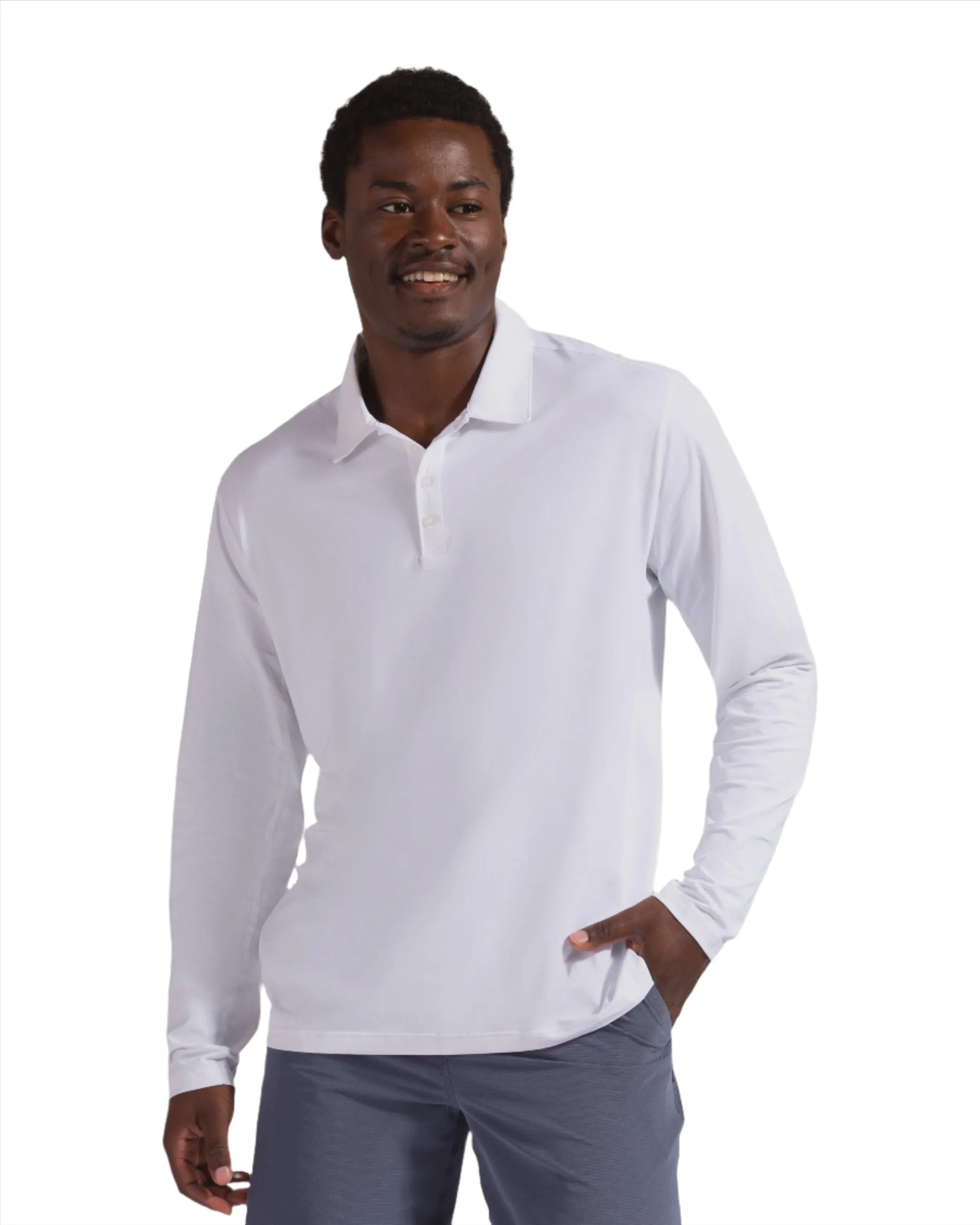 Bloq UV Collared LS Top - White