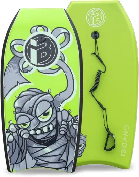 Bodyboard with Wrist Leash Lightweight Body Board for Adults with EPS Core 41 Inch, Green
