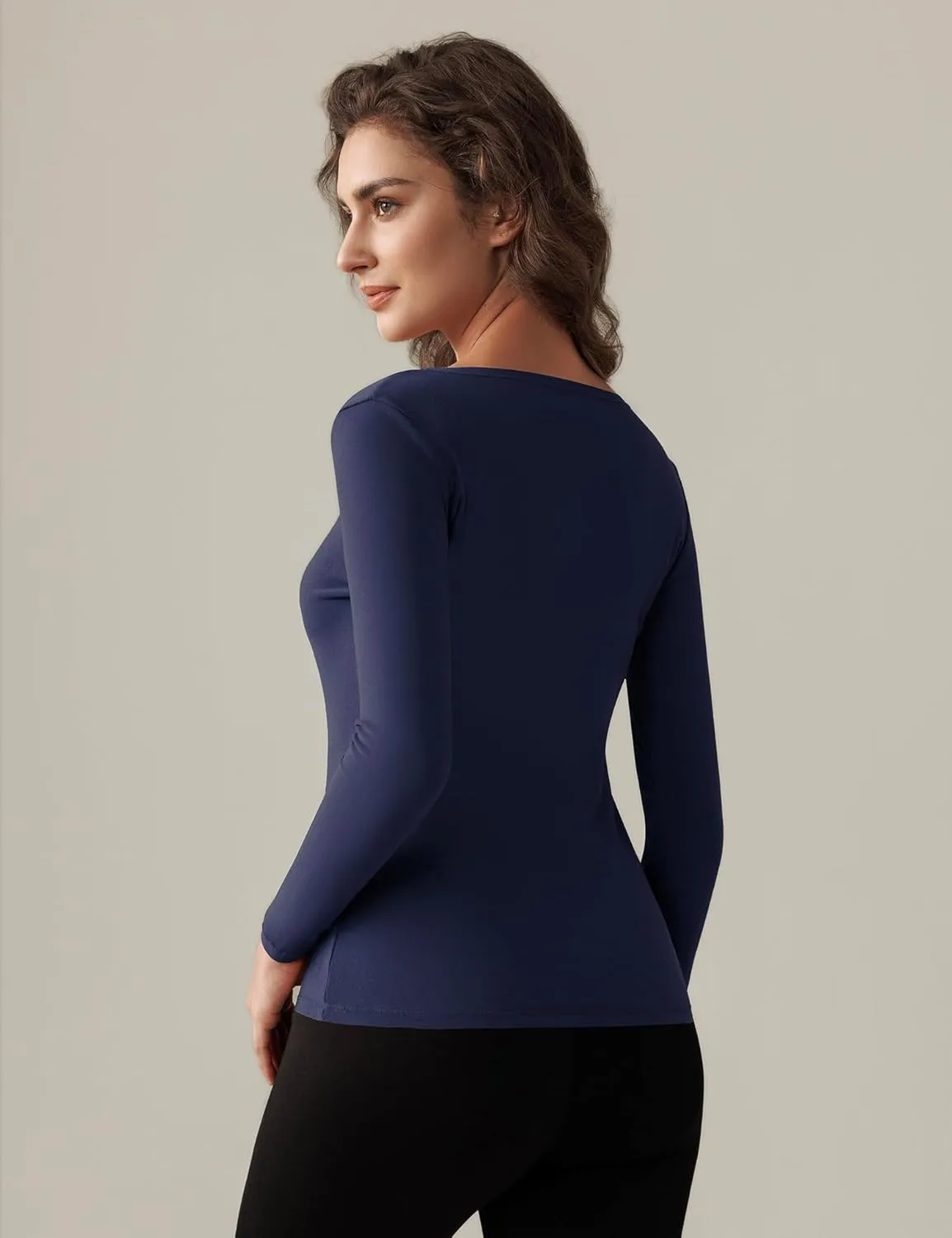 Bonneuitbebe Women Long Sleeve Thermal Shirt Fleece Lined Undershirt Ultra Soft Base Layer Tops for Women Cold Weather