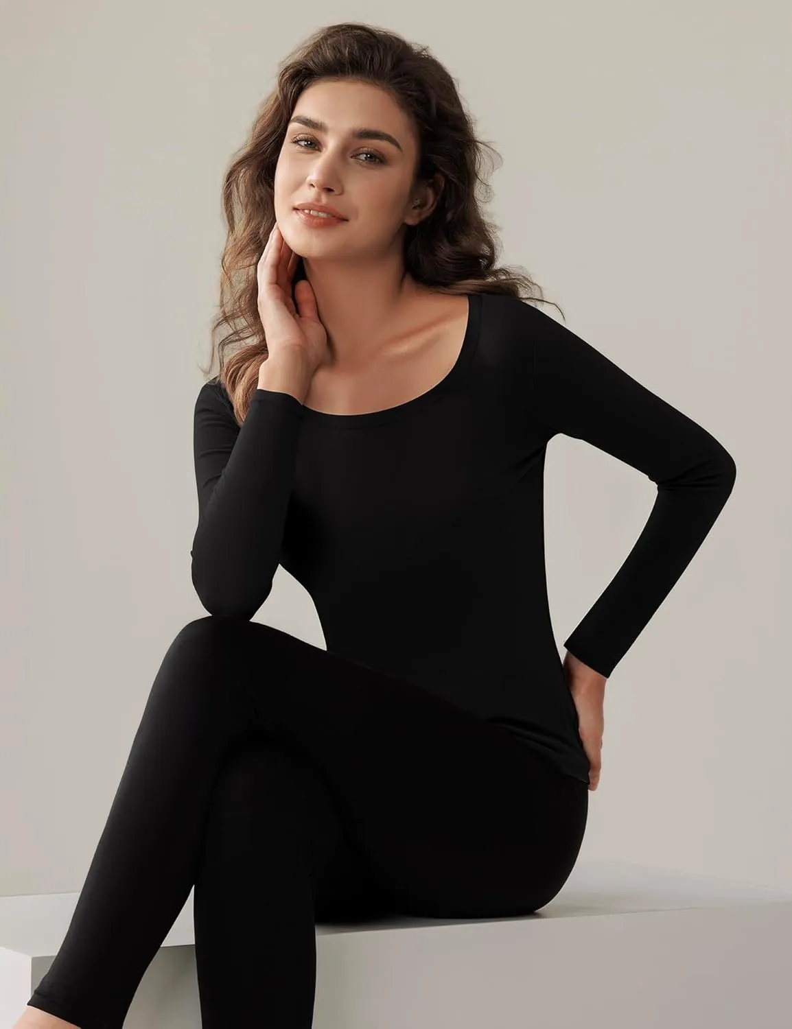 Bonneuitbebe Women Long Sleeve Thermal Shirt Fleece Lined Undershirt Ultra Soft Base Layer Tops for Women Cold Weather