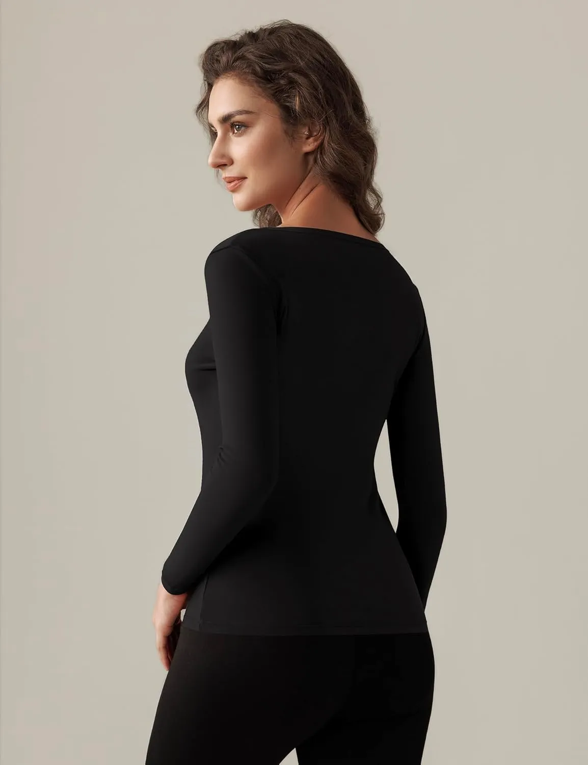 Bonneuitbebe Women Long Sleeve Thermal Shirt Fleece Lined Undershirt Ultra Soft Base Layer Tops for Women Cold Weather