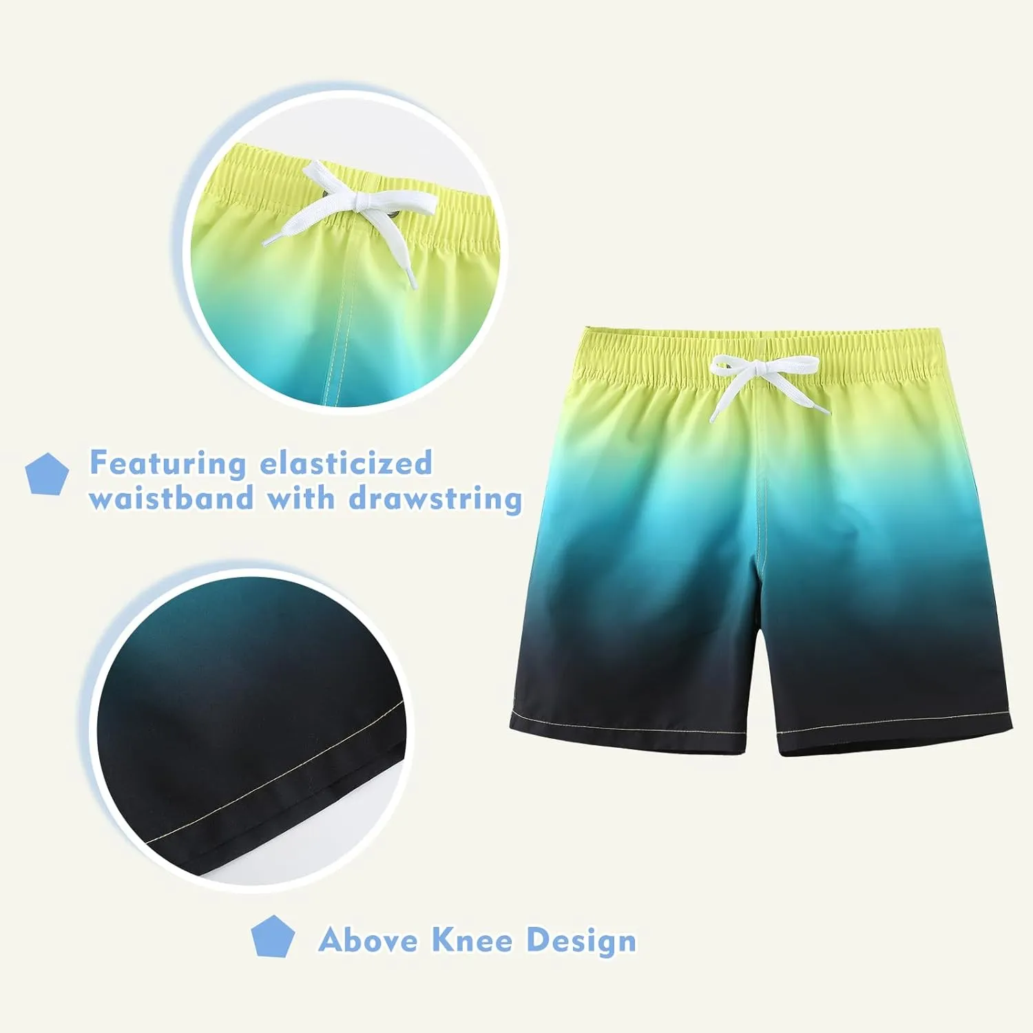 Boys Swim Trunks Quick Dry UPF 50  Beach Swim Shorts Kids Board Shorts 3-14 Years