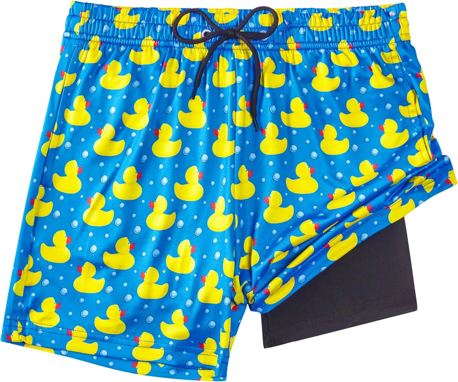 Boys Swim Trunks with Compression Liner Boys Stretch Swim Shorts Quick Dry 2 in 1 Beach Shorts 4-17 Y
