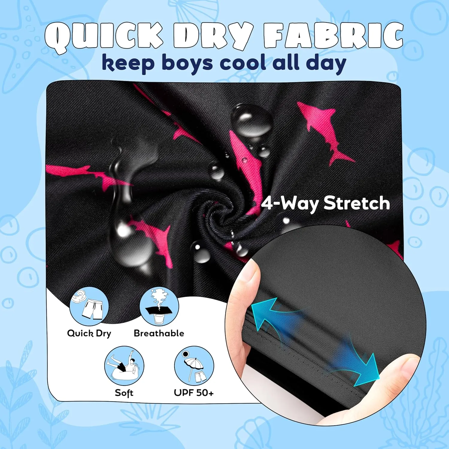 Boys Swim Trunks with Compression Liner Boys Stretch Swim Shorts Quick Dry 2 in 1 Beach Shorts 4-17 Y