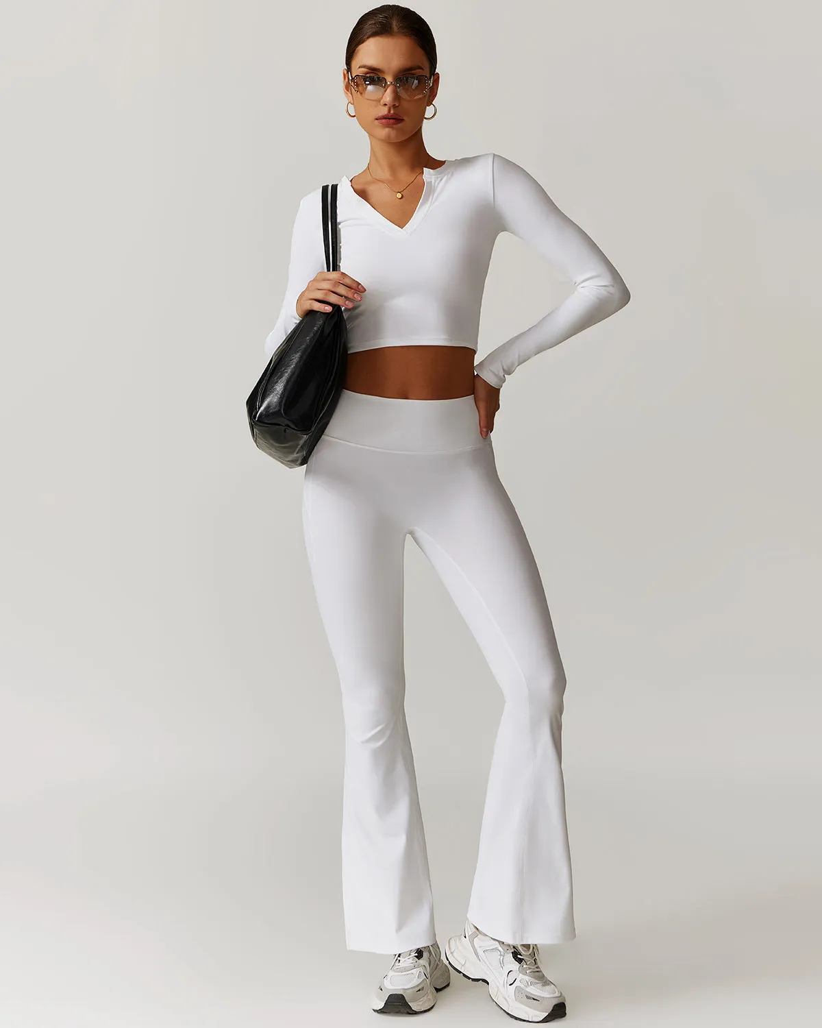 Brynn Flare Leggings - White