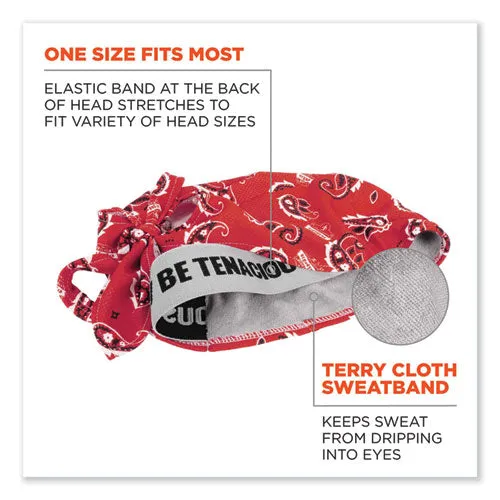 Chill-its 6615 High-performance Bandana Doo Rag W/terry Cloth Sweatband, One Size, Red Western, Ships In 1-3 Business Days