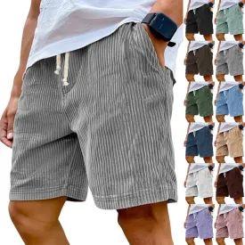 Corduroy Shorts for Men Cozy Basic Straight Leg Wide Leg Waistband Vintage Workout Sports Bermuda Shorts Pockets
