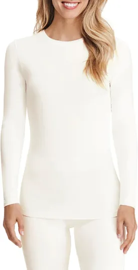 Cuddl Duds Women's Softwear with Stretch Long Sleeve Crew Neck Top -Layering Top with Smooth Fabrication, Body-Hugging Fit