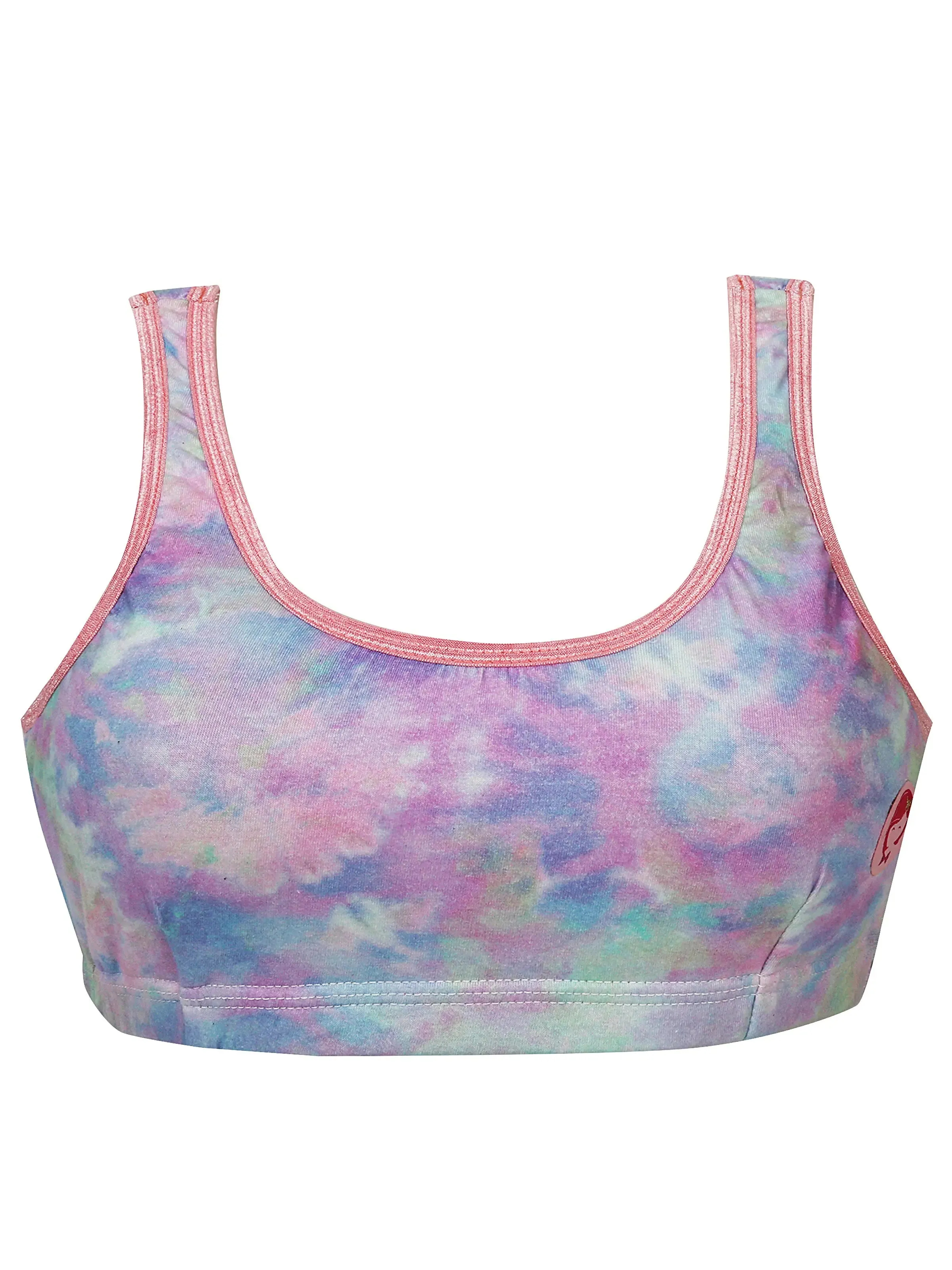Double-Layer Broad Strap Cotton Supportive Sports Bra | Non-Padded Beginner Bra | Printed & Solid Options