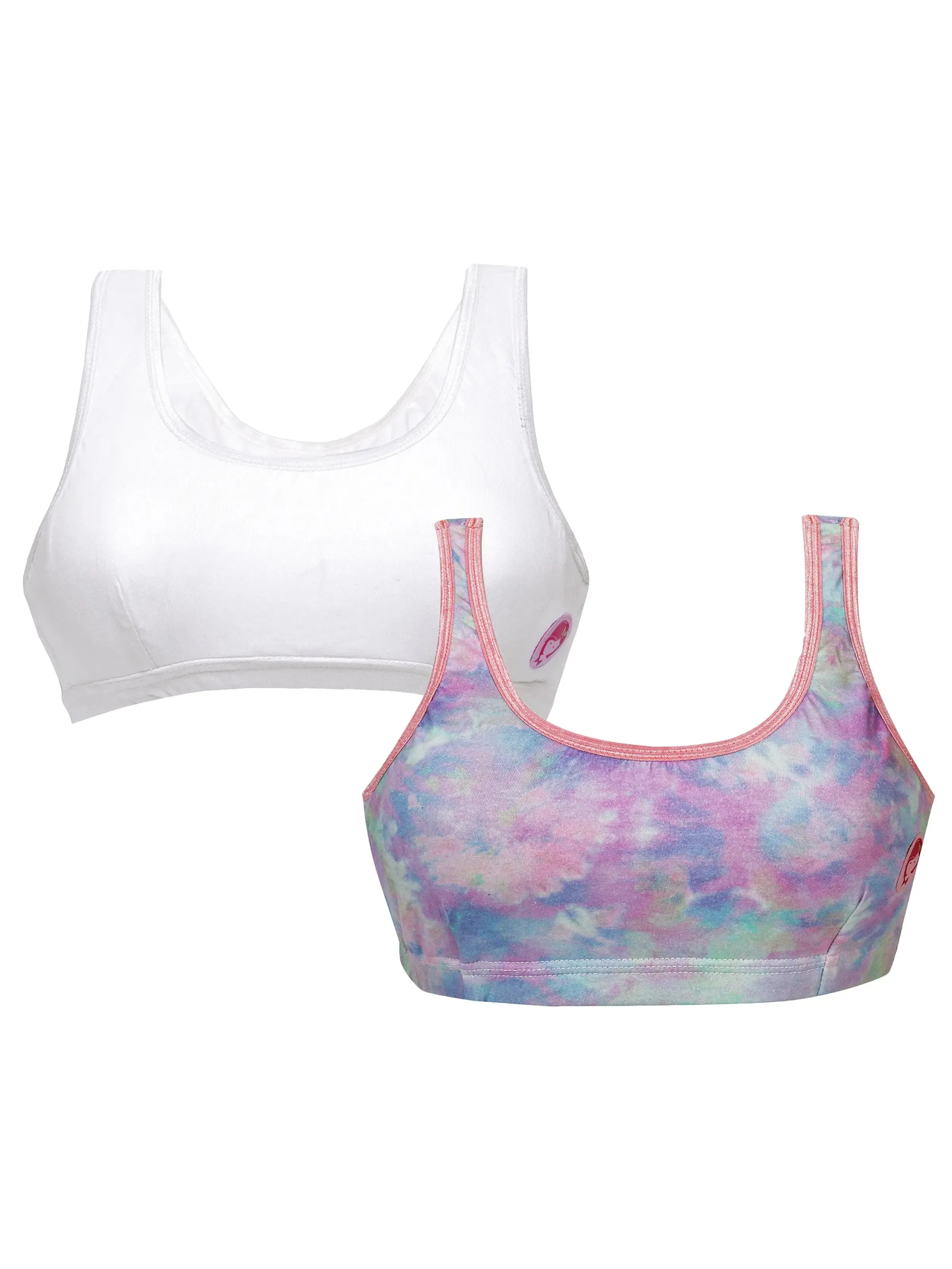 Double-Layer Broad Strap Cotton Supportive Sports Bra | Non-Padded Beginner Bra | Printed & Solid Options