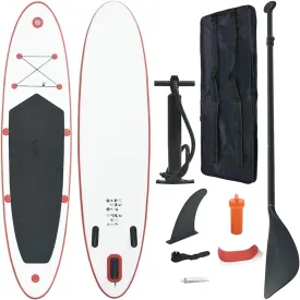 Enjoy Water Adventures with Inflatable Stand Up Paddle Board Set, Lightweight, Easy to Transport, Red and White