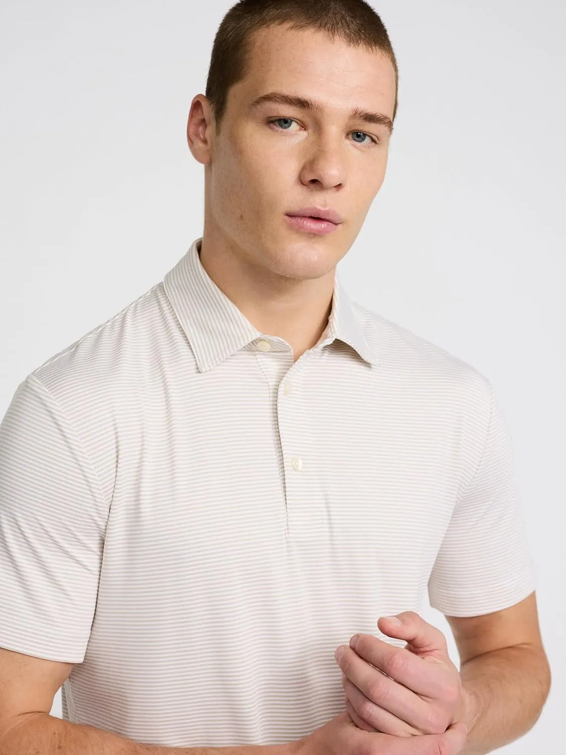 EXPRESS Men's Short Sleeve Striped Everyday Performance Polo
