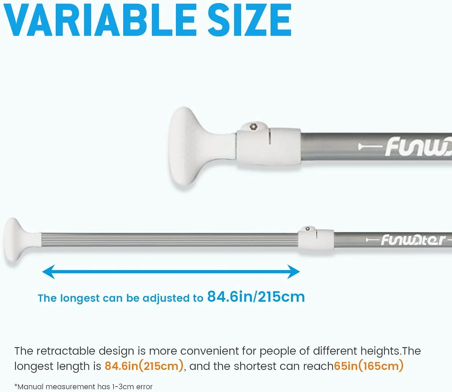 FunWater SUP Paddles - Adjustable Stand Up Paddle 3 Piece Floating Alloy Portable Paddle Board Paddles - Lightweight & Floating oars - Durable and Packable - Efficient Padding