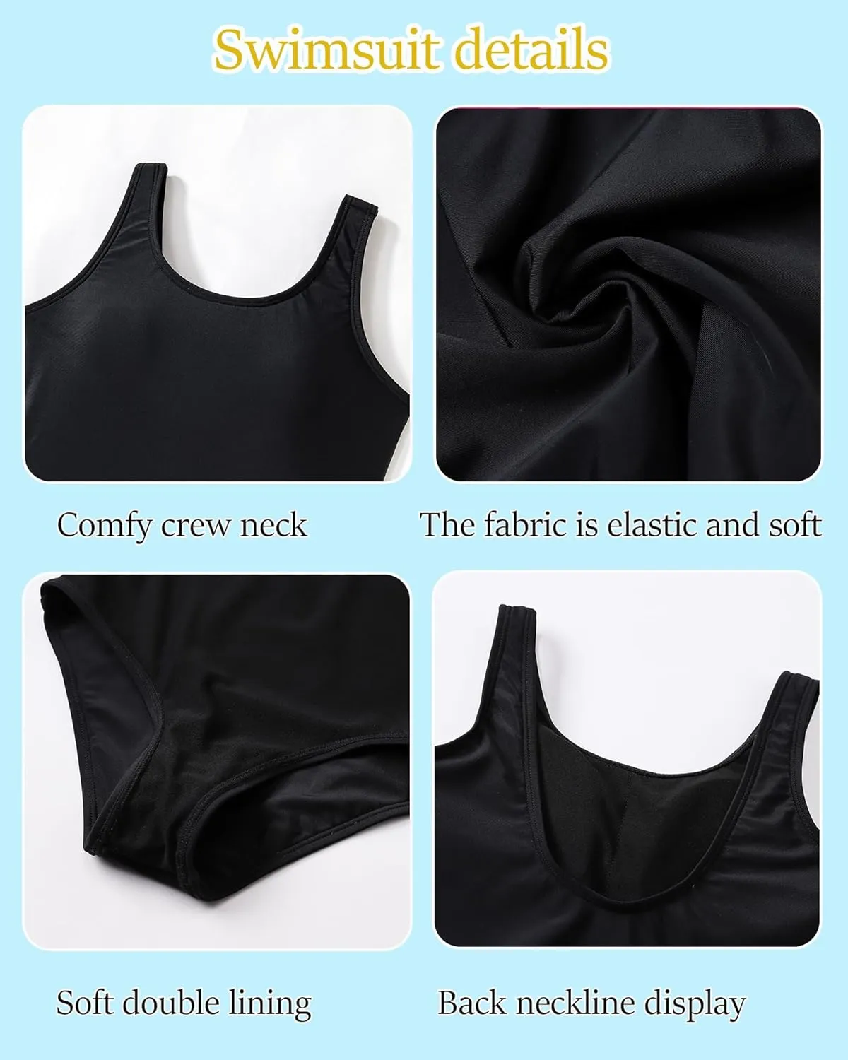 Girls Swimsuits for Girl One Piece Swimsuit Solid Color Girls' Swimwear Cute Kids Bathing Suit Quick Dry 6-14Y Yizuoding005