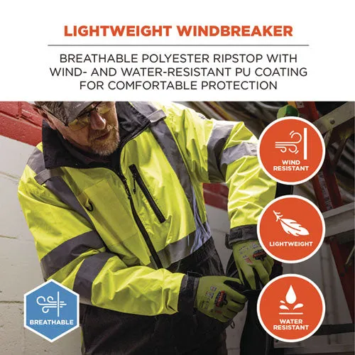 Glowear 8351 Class 3 Hi-vis Windbreaker Water-resistant Jacket, Large, Lime, Ships In 1-3 Business Days