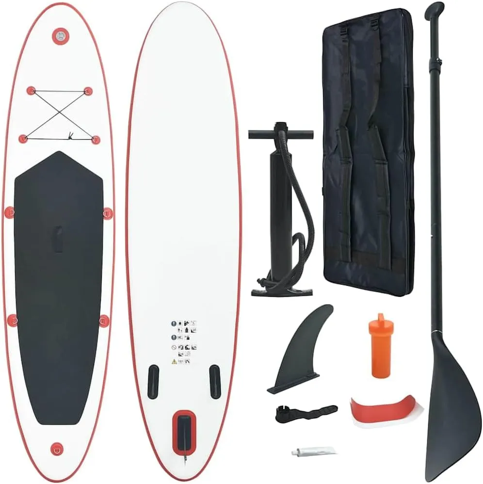 Inflatable Stand Up Paddle Board Set, Red and White, Lightweight with Accessories for Paddling and Surfing