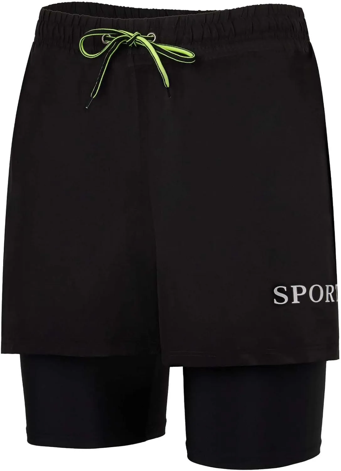 KANAV Mens Swim Trunks with Compression Liner 2 in 1 Quick-Dry Swim Shorts Lined Board Shorts