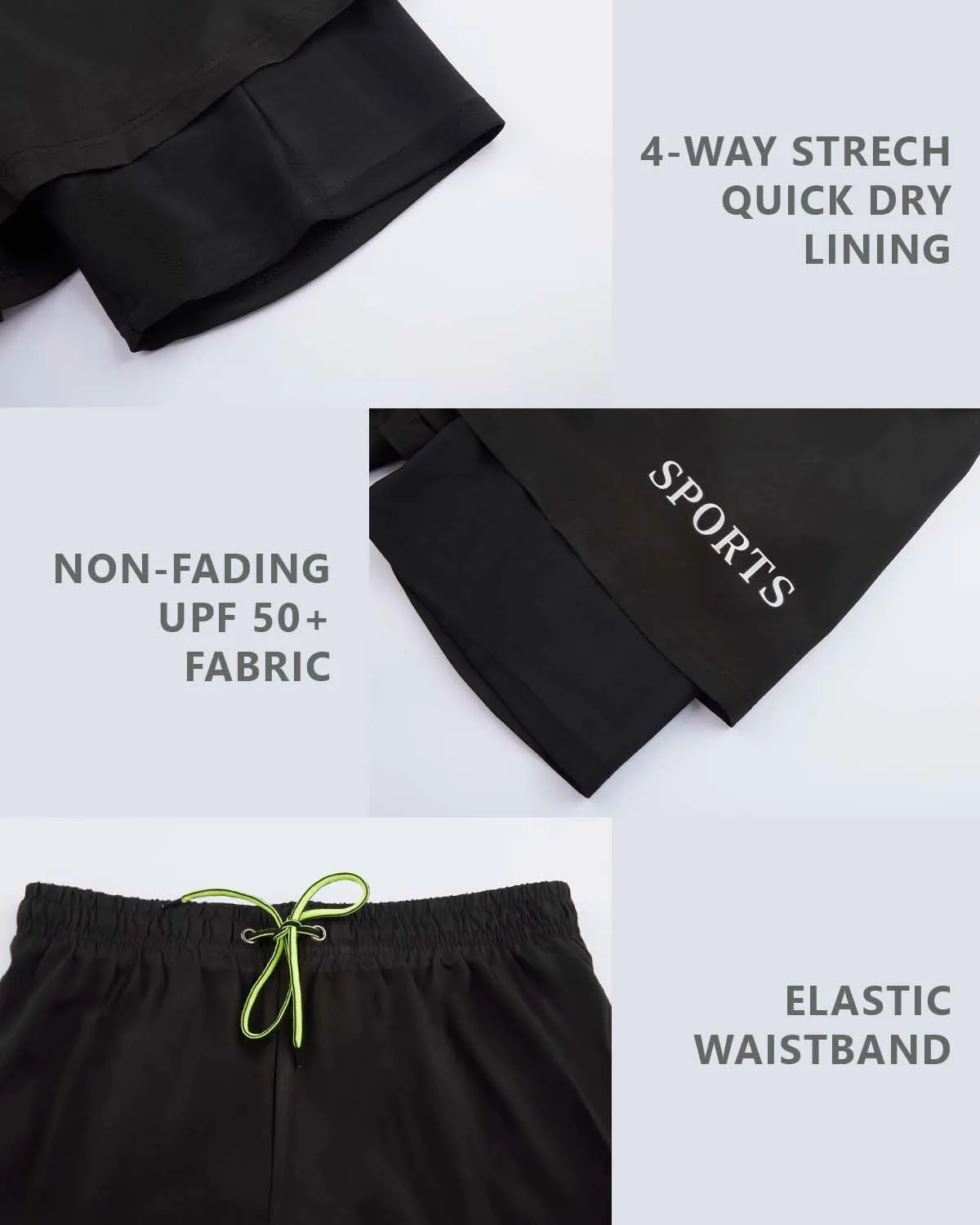 KANAV Mens Swim Trunks with Compression Liner 2 in 1 Quick-Dry Swim Shorts Lined Board Shorts