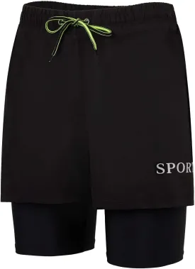 KANAV Mens Swim Trunks with Compression Liner 2 in 1 Quick-Dry Swim Shorts Lined Board Shorts