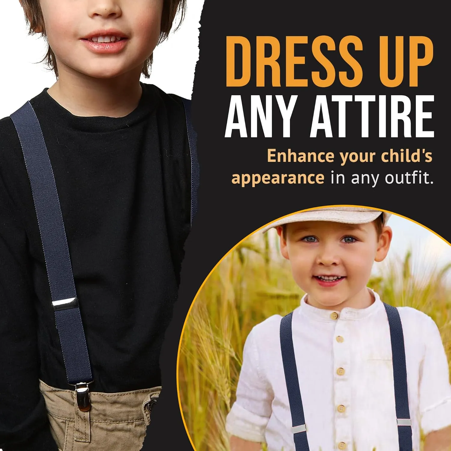 Kids and Baby Elastic Adjustable Solid Color Suspenders (Available in 3 sizes and 27 colors)