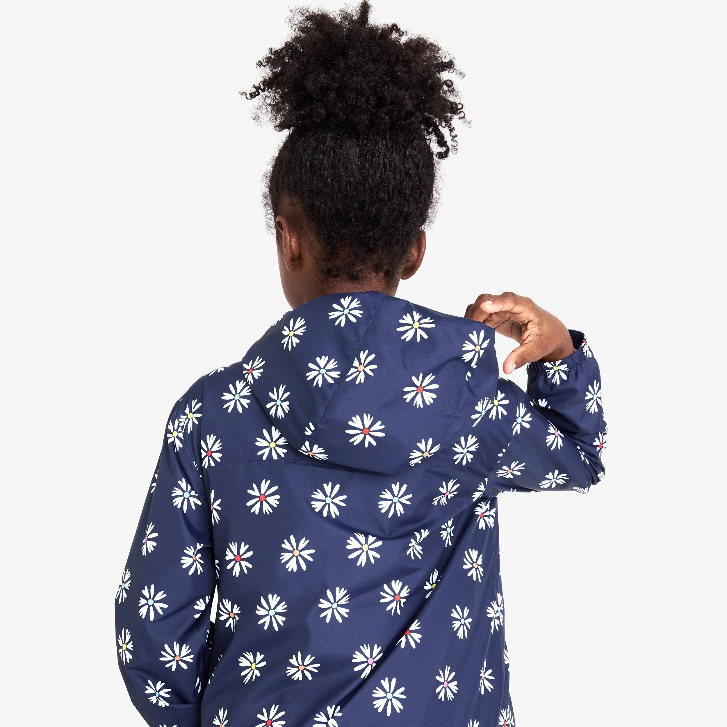 Kids packable windbreaker in rainbow blooms