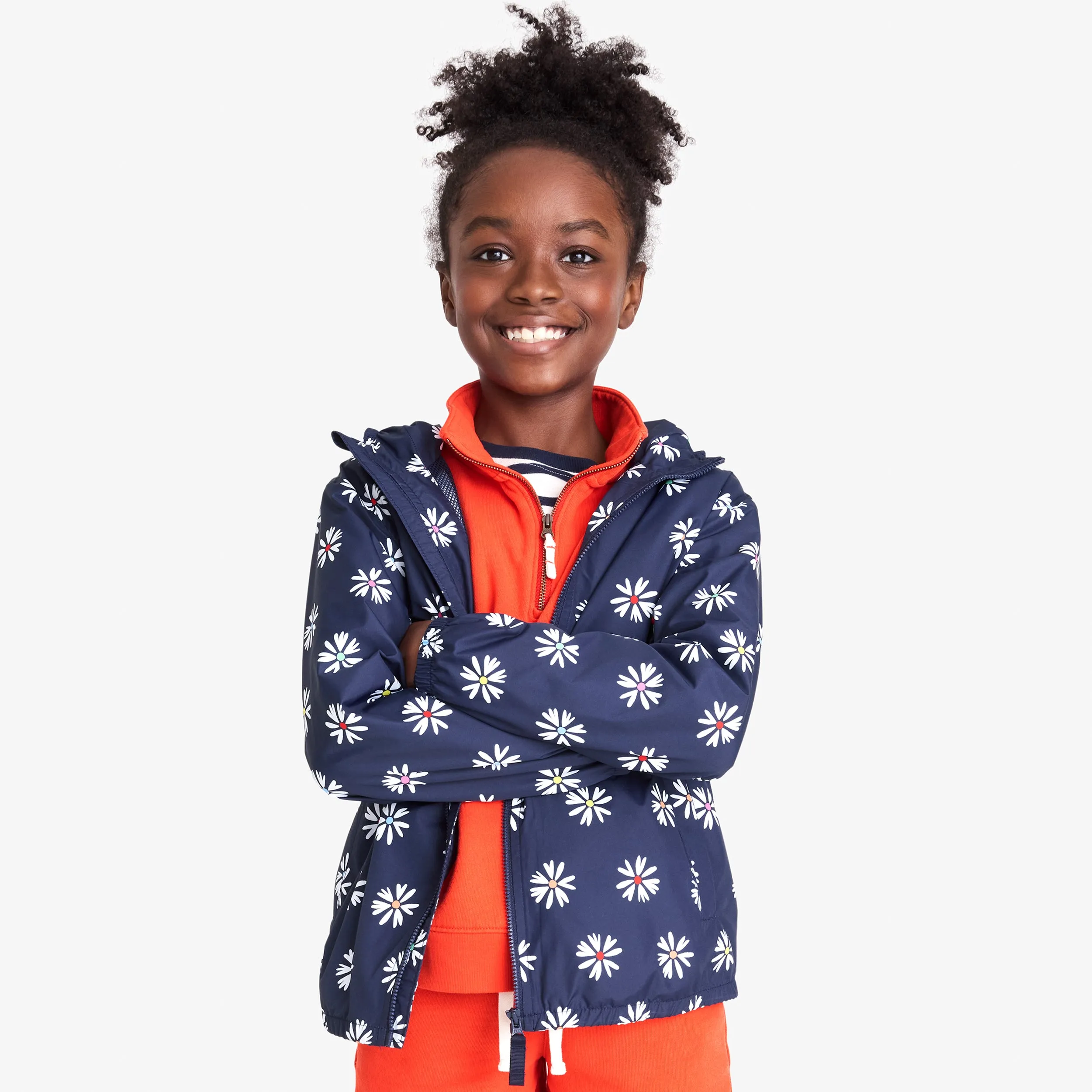 Kids packable windbreaker in rainbow blooms