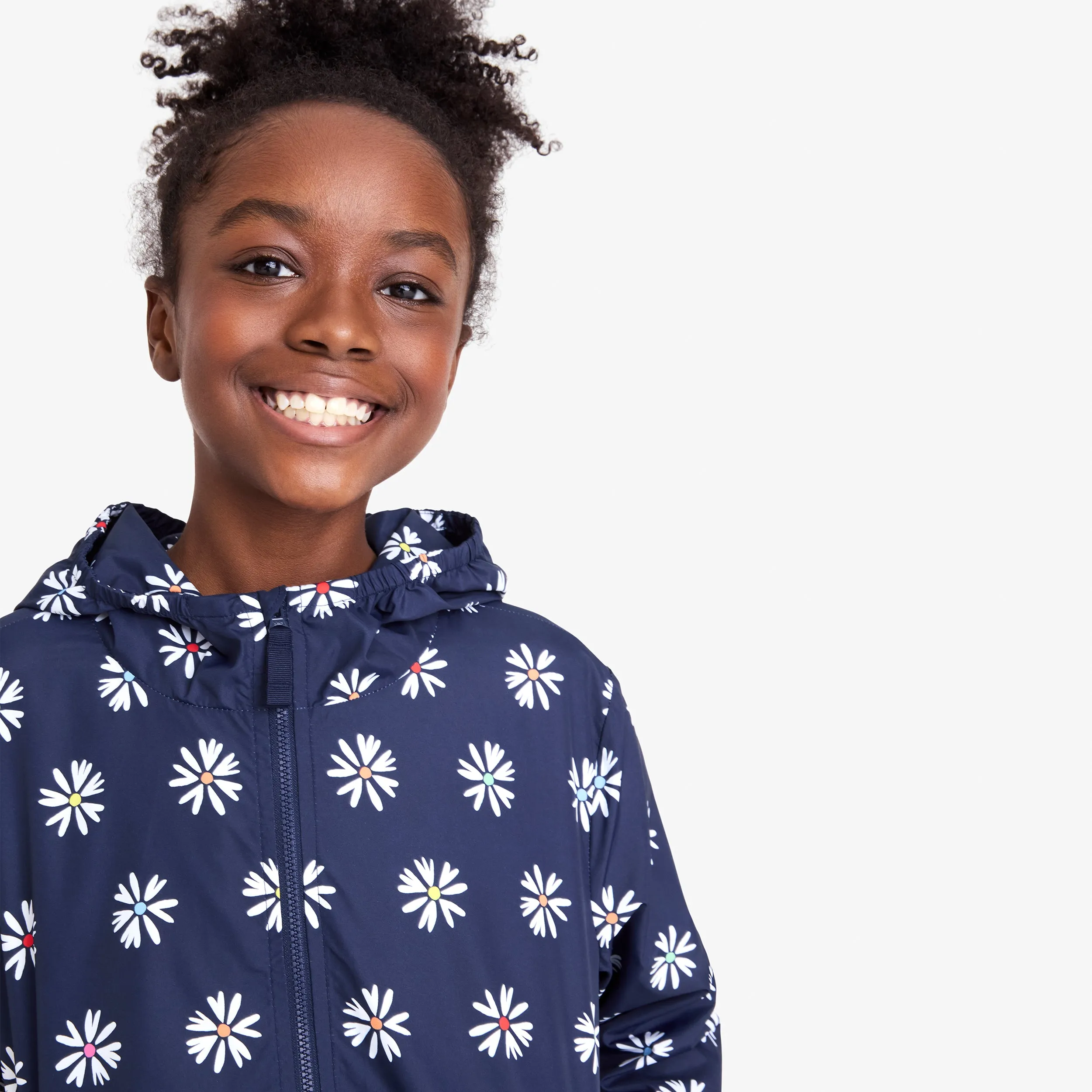 Kids packable windbreaker in rainbow blooms