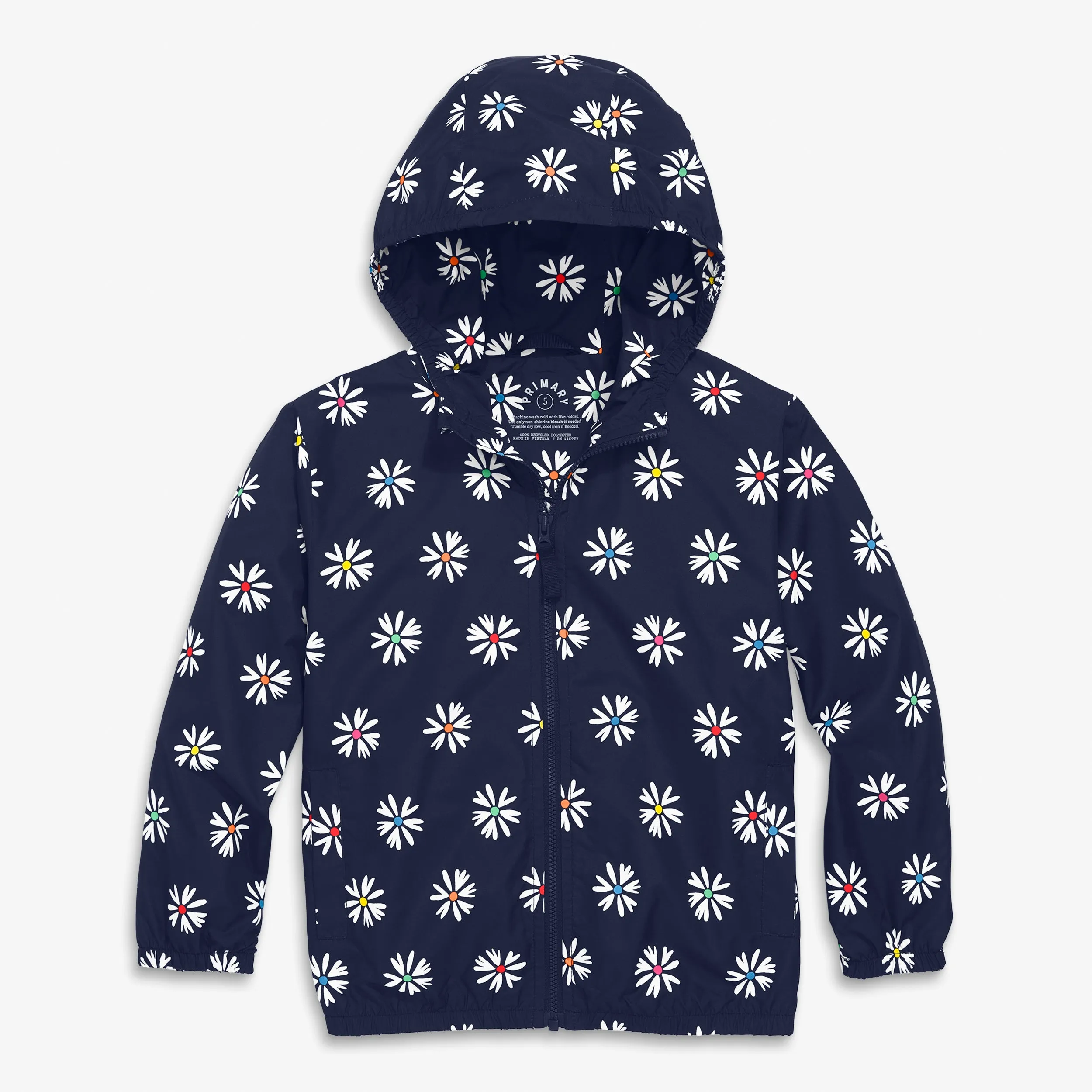 Kids packable windbreaker in rainbow blooms