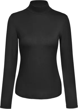 Kindcall Womens Slim Fitted Mock Turtleneck Tops Long Sleeve Lightweight Base Layer Shirts