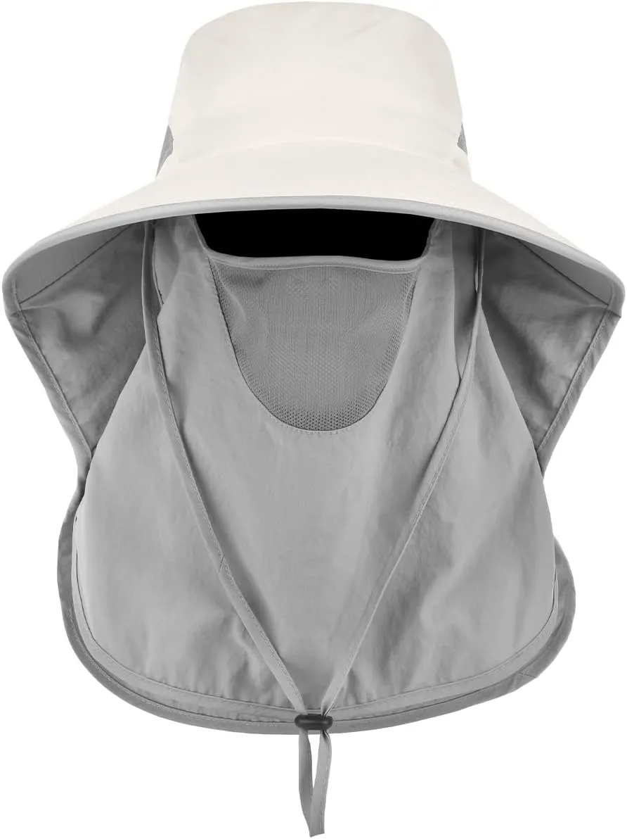 LCZTN UPF 50  Sun Protection Cap Wide Brim Fishing Hat with Face & Neck Flap
