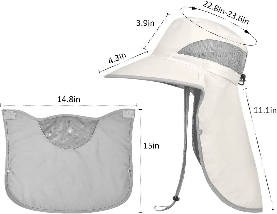 LCZTN UPF 50  Sun Protection Cap Wide Brim Fishing Hat with Face & Neck Flap