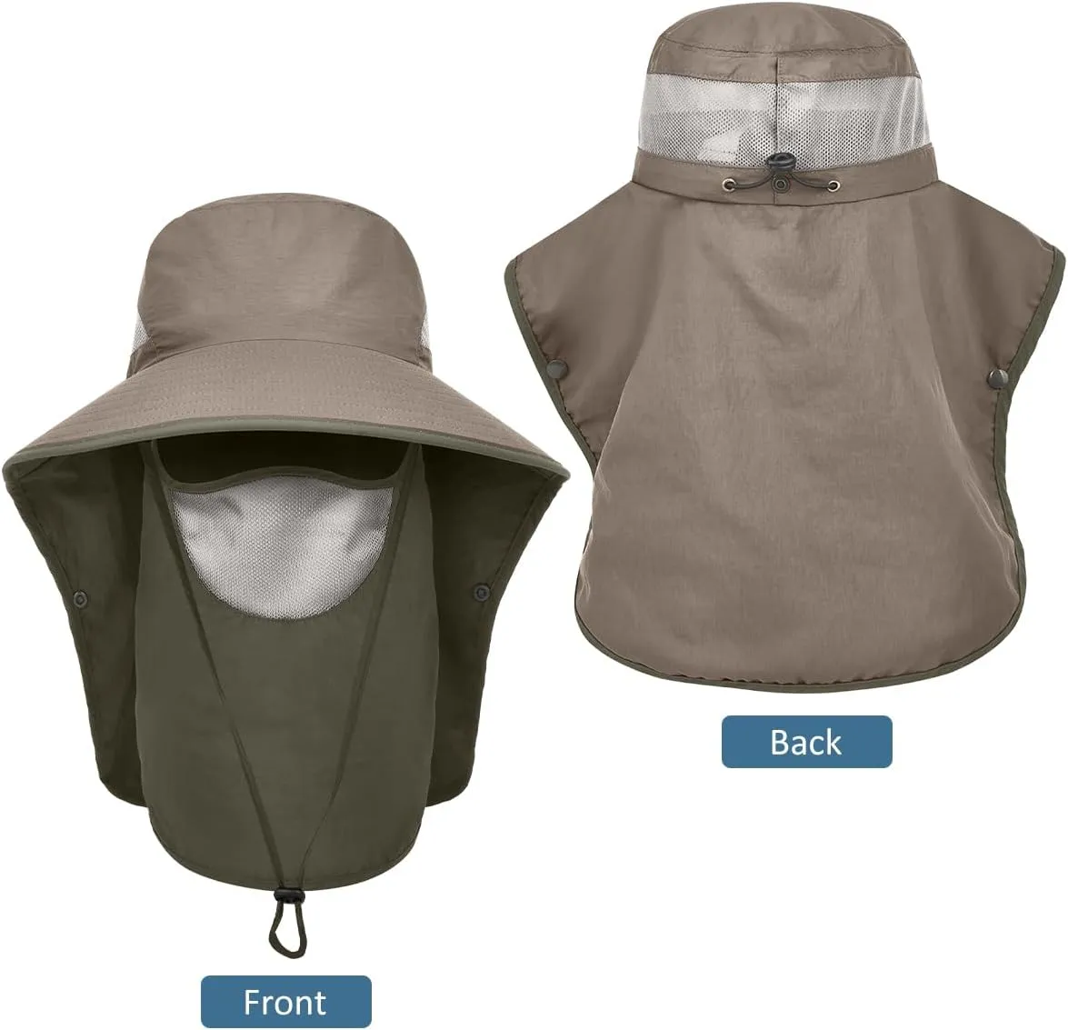 LCZTN UPF 50  Sun Protection Cap Wide Brim Fishing Hat with Face & Neck Flap