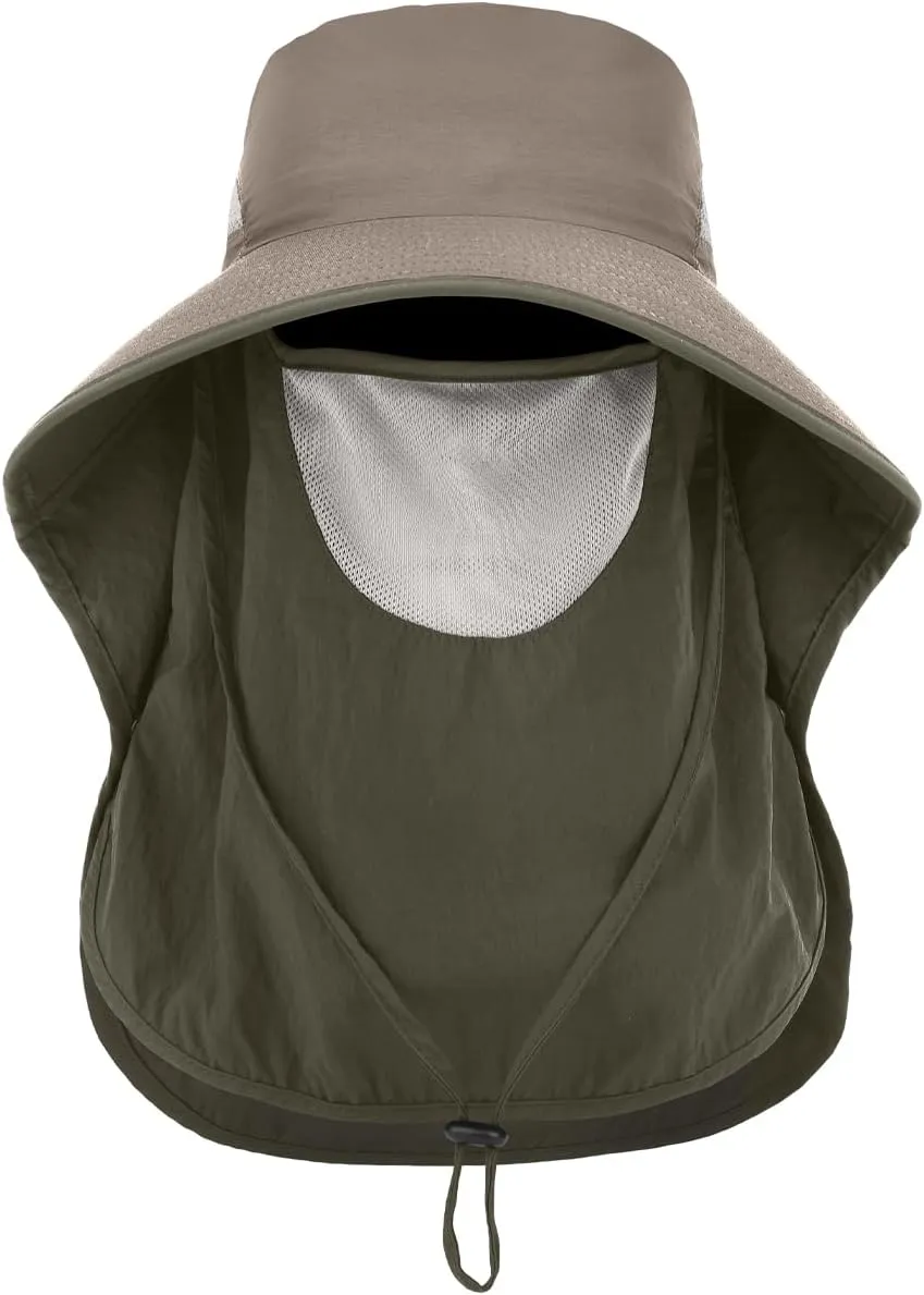 LCZTN UPF 50  Sun Protection Cap Wide Brim Fishing Hat with Face & Neck Flap