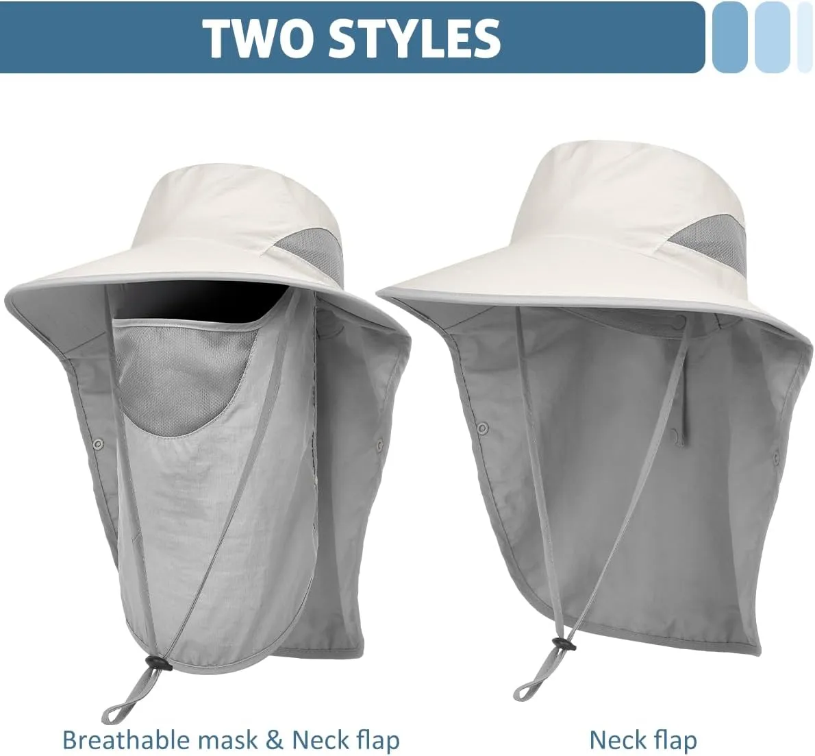 LCZTN UPF 50  Sun Protection Cap Wide Brim Fishing Hat with Face & Neck Flap